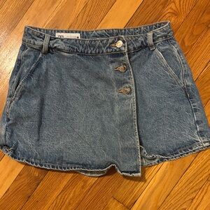 Zara Classic Blue Denim Mini Skort